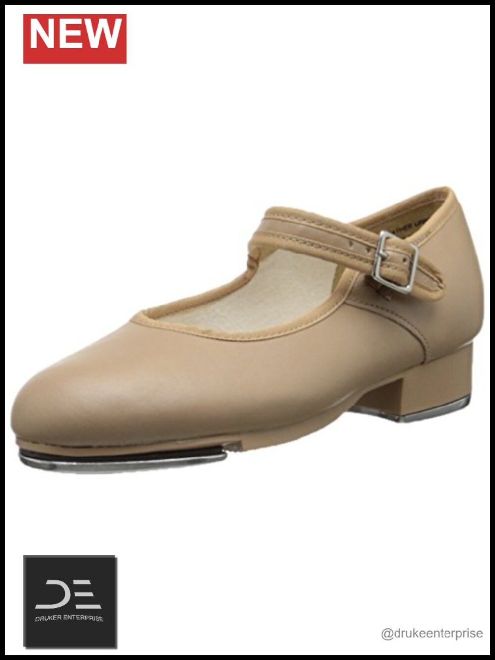Women's Leather Mary Jane Tap Shoes with TeleTone Taps, Buckle Closure, Round